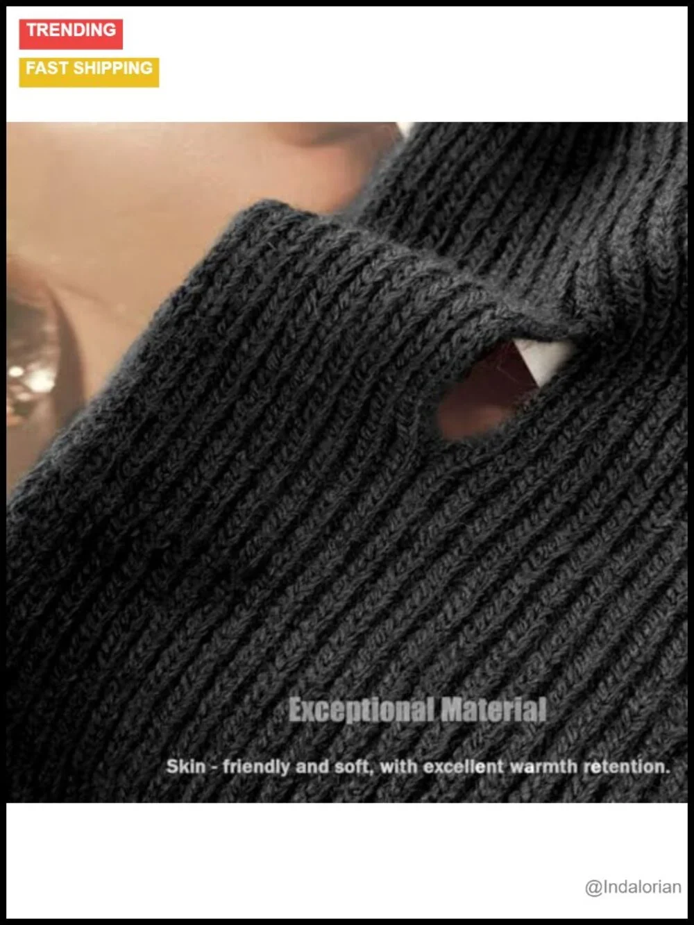 Effortless Knitted Wool Scarf with Thread-Through Opening Easy On Off